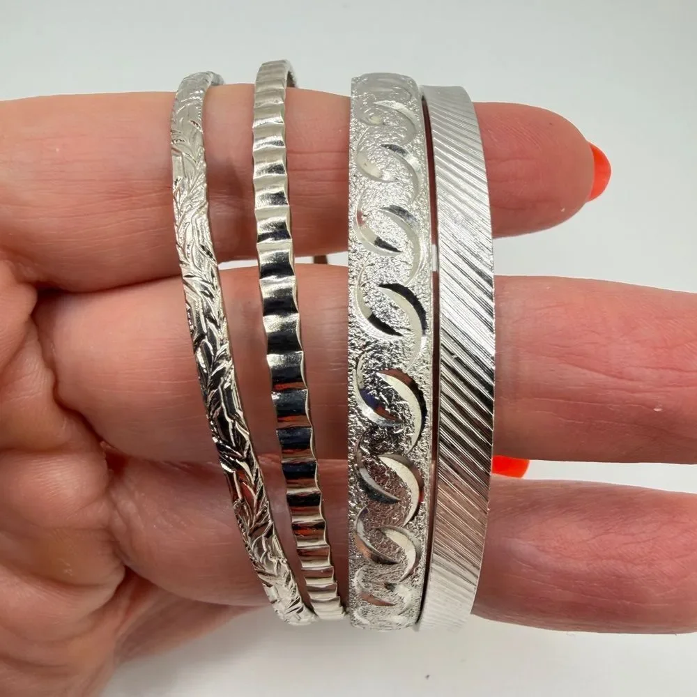 Vintage Monet‎ Silver tone Bangle Bracelet BUNDLE!